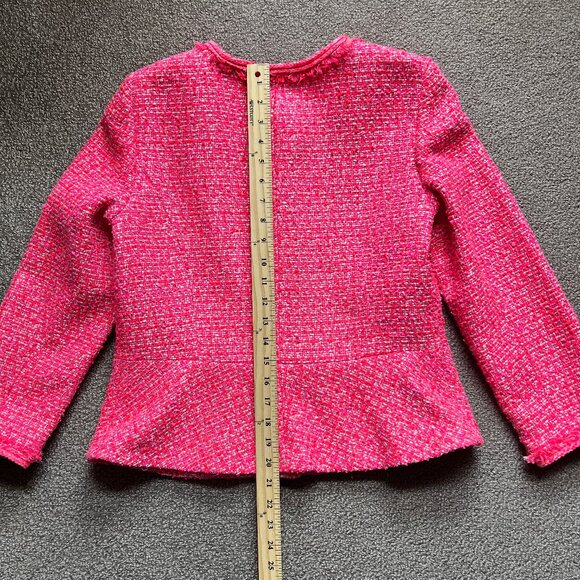 Talbots Tweed Peplum Jacket Women’s Blazer Neon Pink Boucle Corpcore | Size 6 - Picture 12 of 15